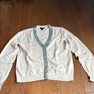 Ladies size L blush pink long sleeve lightweight merino wool j crew cardigan